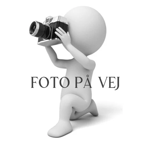 A 3D humanoid figure with a large spherical head kneeling while holding a camera up to its face, with the text "FOTO PÅ VEJ" overlaid.