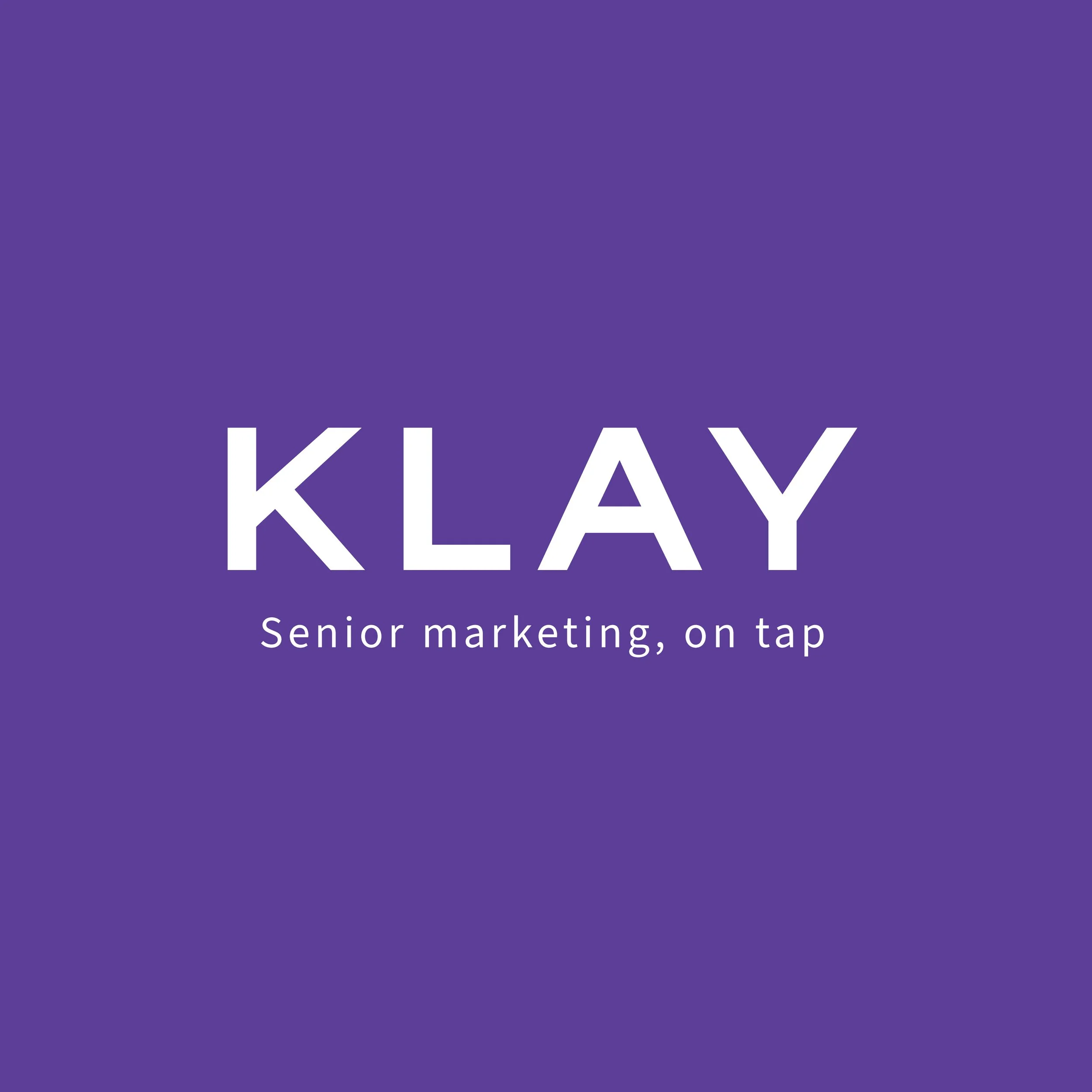 Klay wordmark logo in deep purple text.
