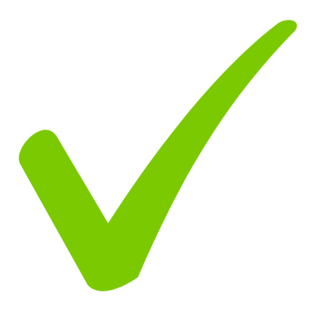 Green check mark on a black background - Meraki Lawn Care Services