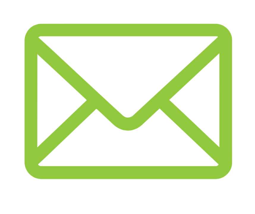 Green outlined envelope icon - Meraki Lawn Care Services