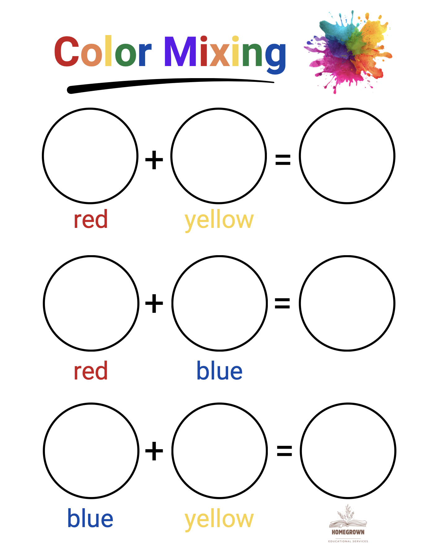 Color Mixing Organizer PDF