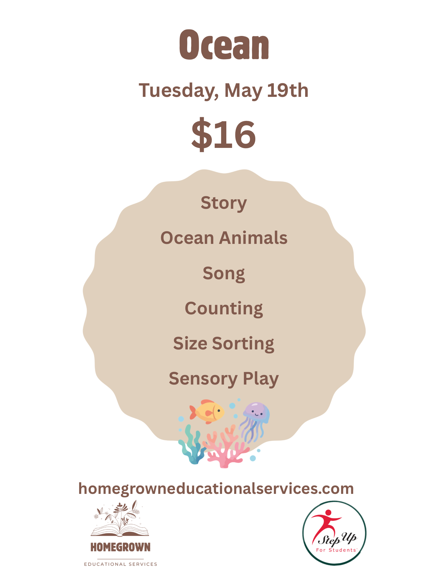 Ocean: Tuesday, May 19th, 10:00-11:00 am