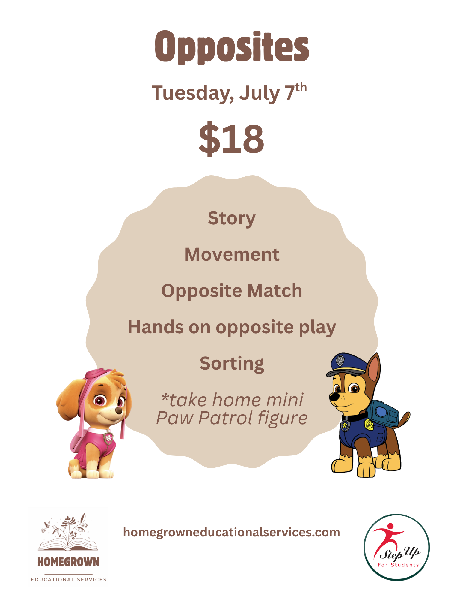 Opposites: Tuesday, July 7th, 10:00-11:00 am