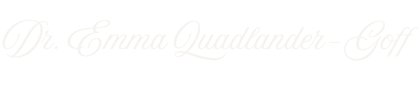 Signature text reading 'Dr. Emma Quadrander-Goff' in elegant cursive font.
