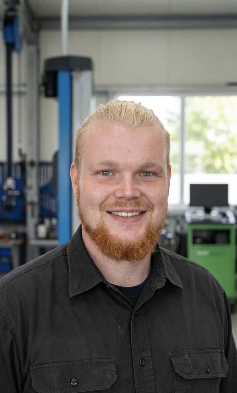 Inhaber Alexander Großeknetter von Großeknetter KFZ-Meisterbetrieb im Werkstattumfeld