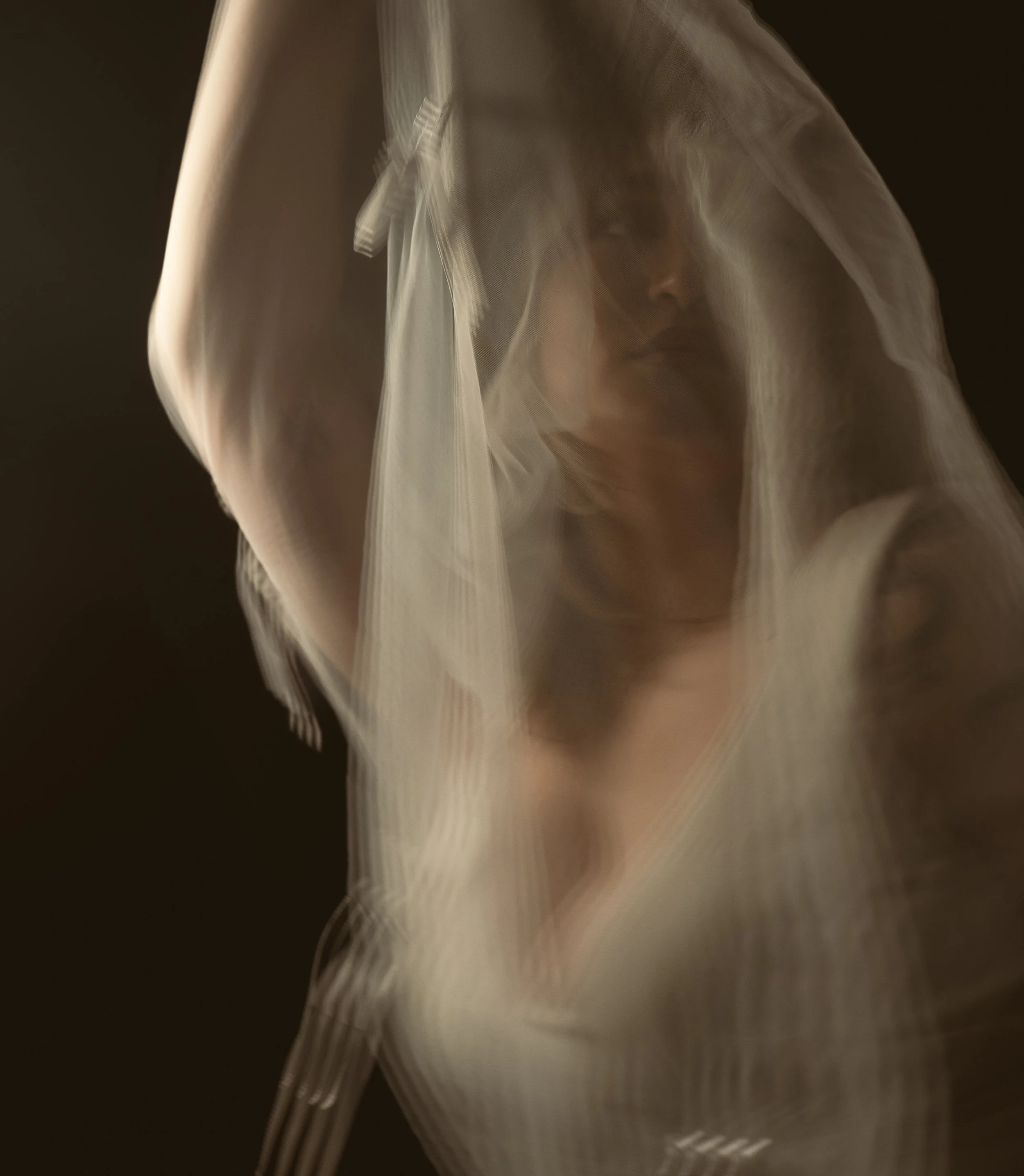 bride with veil covering her face romantic wedding portrait Denver