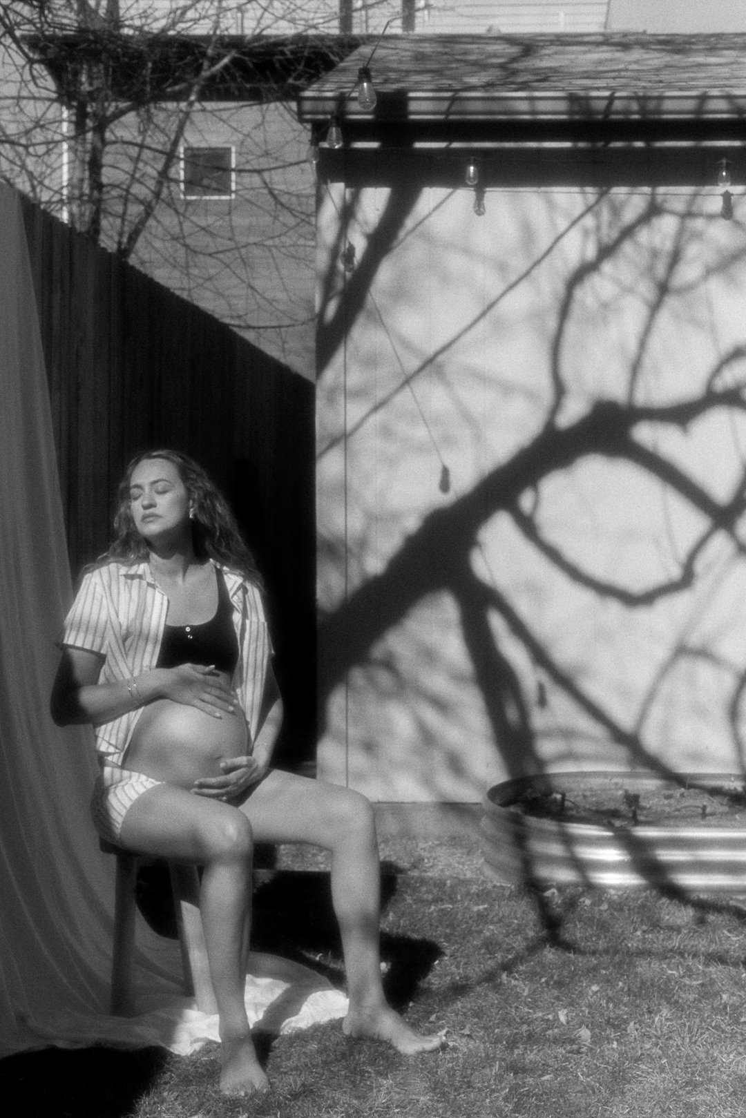 maternity session outdoors with natural shadows Denver Colorado photography