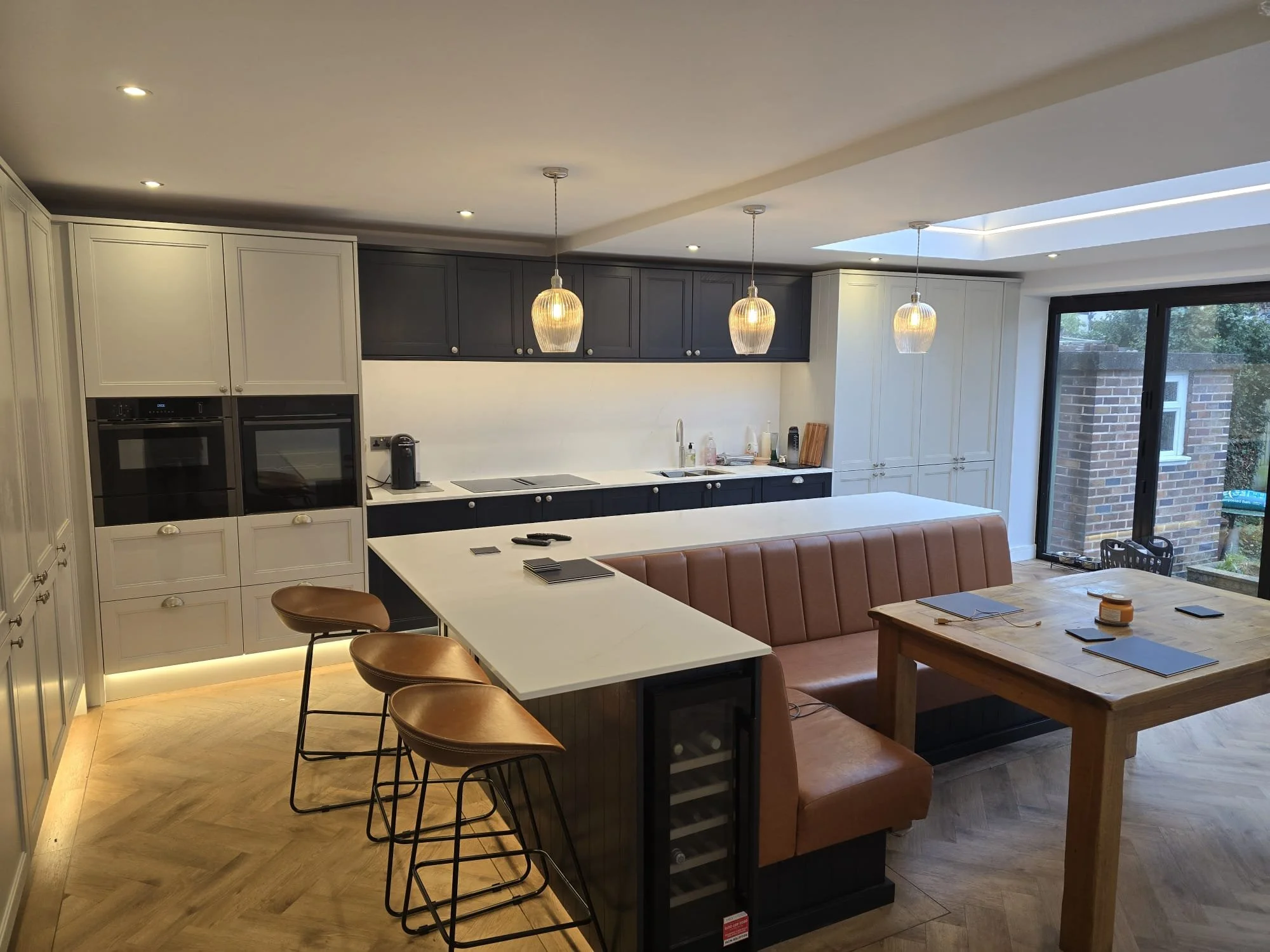 bespoke seating area and cabinets Lancashire