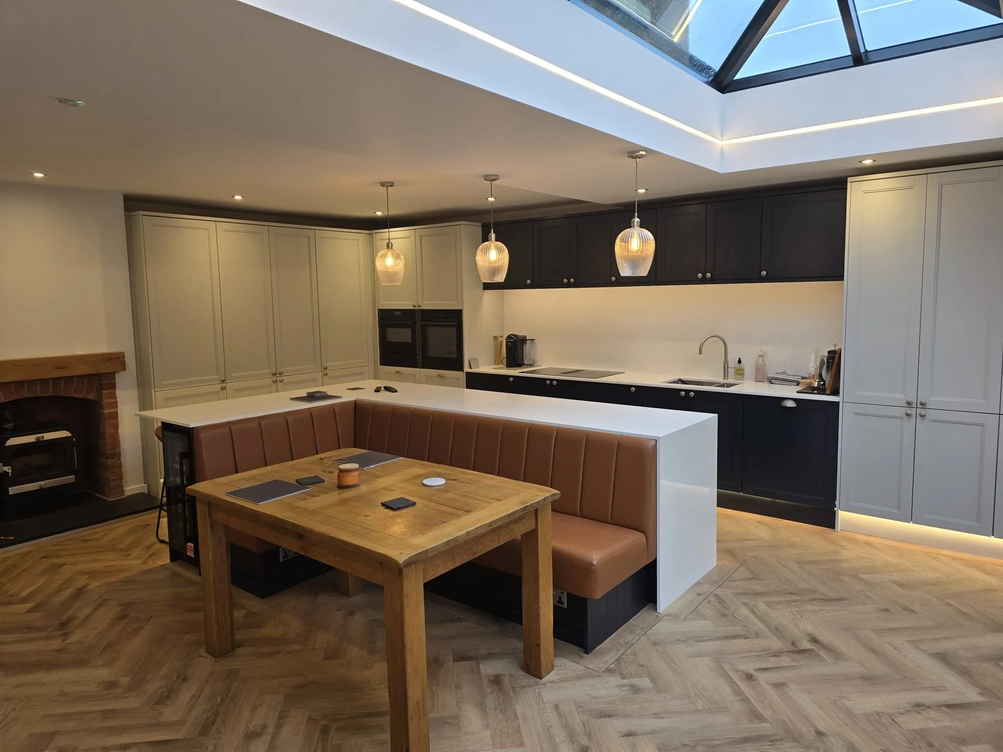 bespoke kitchen cabinets and seating 