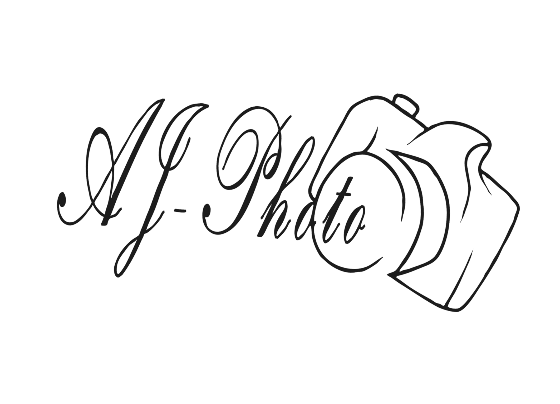 Schwarzes Logo mit der Schrift 'A Hobby 2' in eleganter Kursivschrift und einem stilisierten, schwarzen Kamera-Icon im Hintergrund.