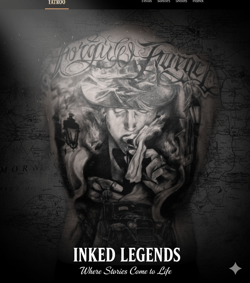 Full back tattoo in black and grey realism — "Forgive and Forget" script with cinematic portrait, skull, lantern and vintage car by Siren Tattoo Lucerne