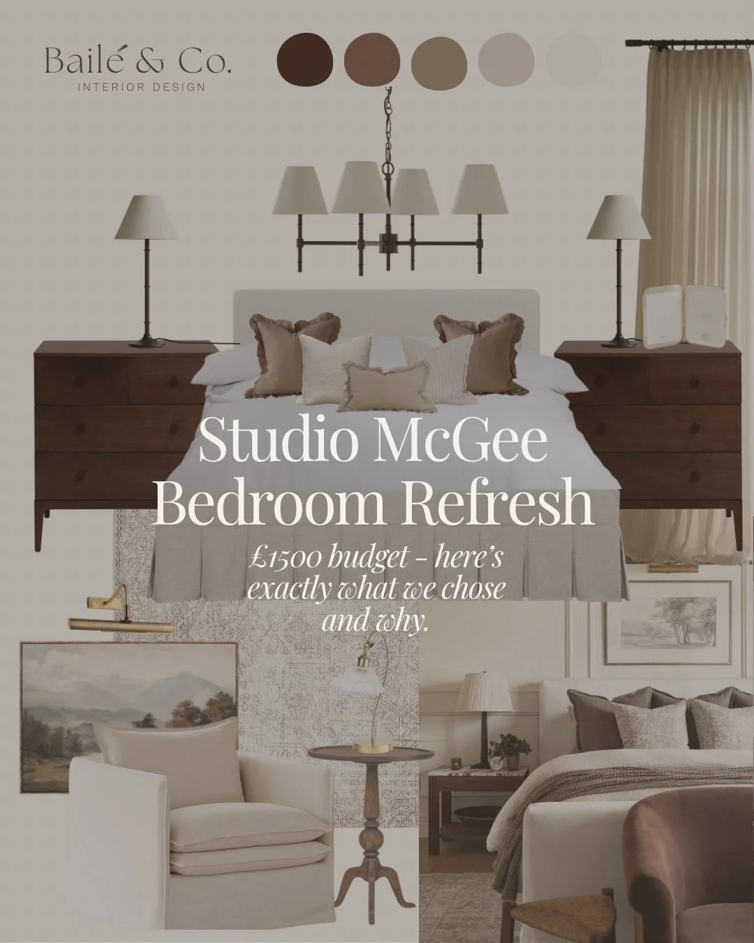 A full Pinterest board, saved inspiration posts, a rough budget, but absolutely no idea where to actually start. Sound familiar?

This client booked a design consultation to find out how to make her Studio McGee inspired bedroom a reality. 

Swipe to