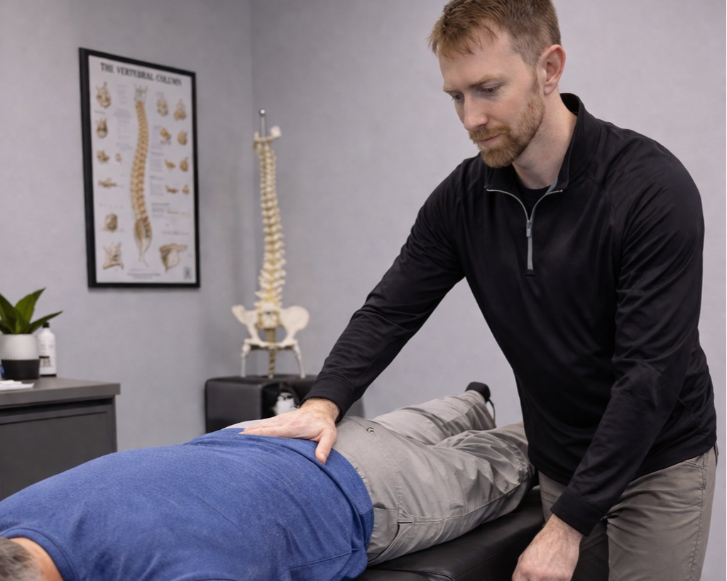 Dr Joel Ardner performs flexion-distraction therapy