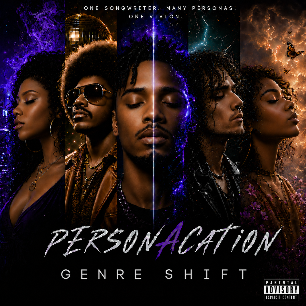 Genre Shift: Genre Shift album cover by Personacation, a multi-genre virtual music collective created by songwriter Beauty Featured.