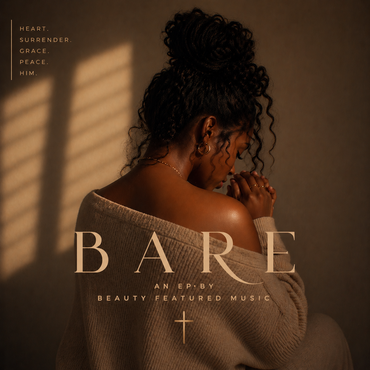 Bare: Bare album cover featuring a woman in warm light, from the Christian music collective After Three.