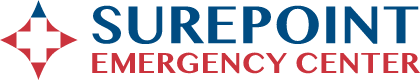 SurePoint Emergency Center logo with a red cross symbol.
