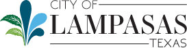 City of Lampasas Texas logo with a green and blue stylized plant or water design.