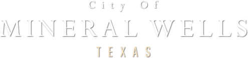 Text reading 'City of Mineral Wells Texas' on a black background.