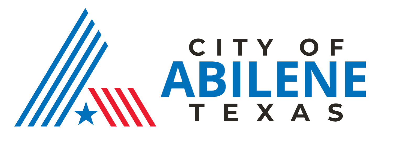 Logo for the City of Abilene, Texas featuring a stylized alphabet A with red and blue stripes and a star.
