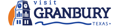 Logo for Visit Granbury, Texas, featuring a clock tower and the text 'visit GRANBURY TEXAS'.