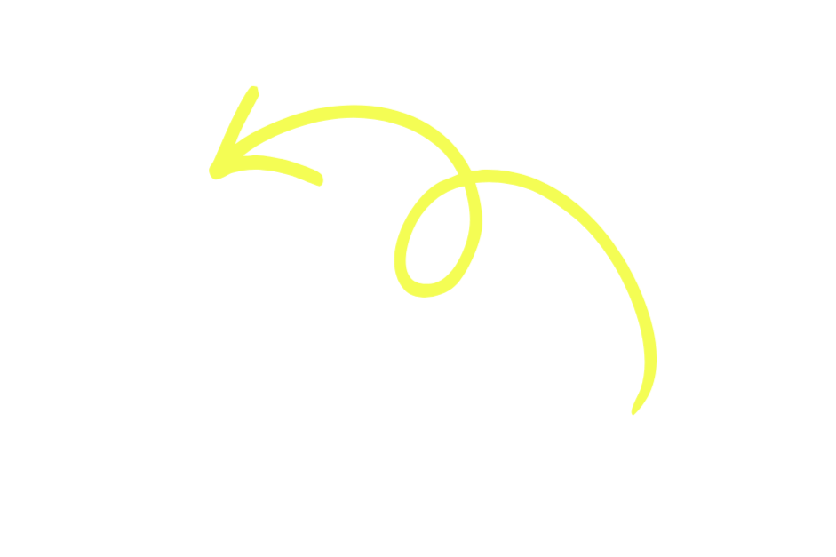 Yellow arrow pointing to the left with a curvy line underneath, on a black background.