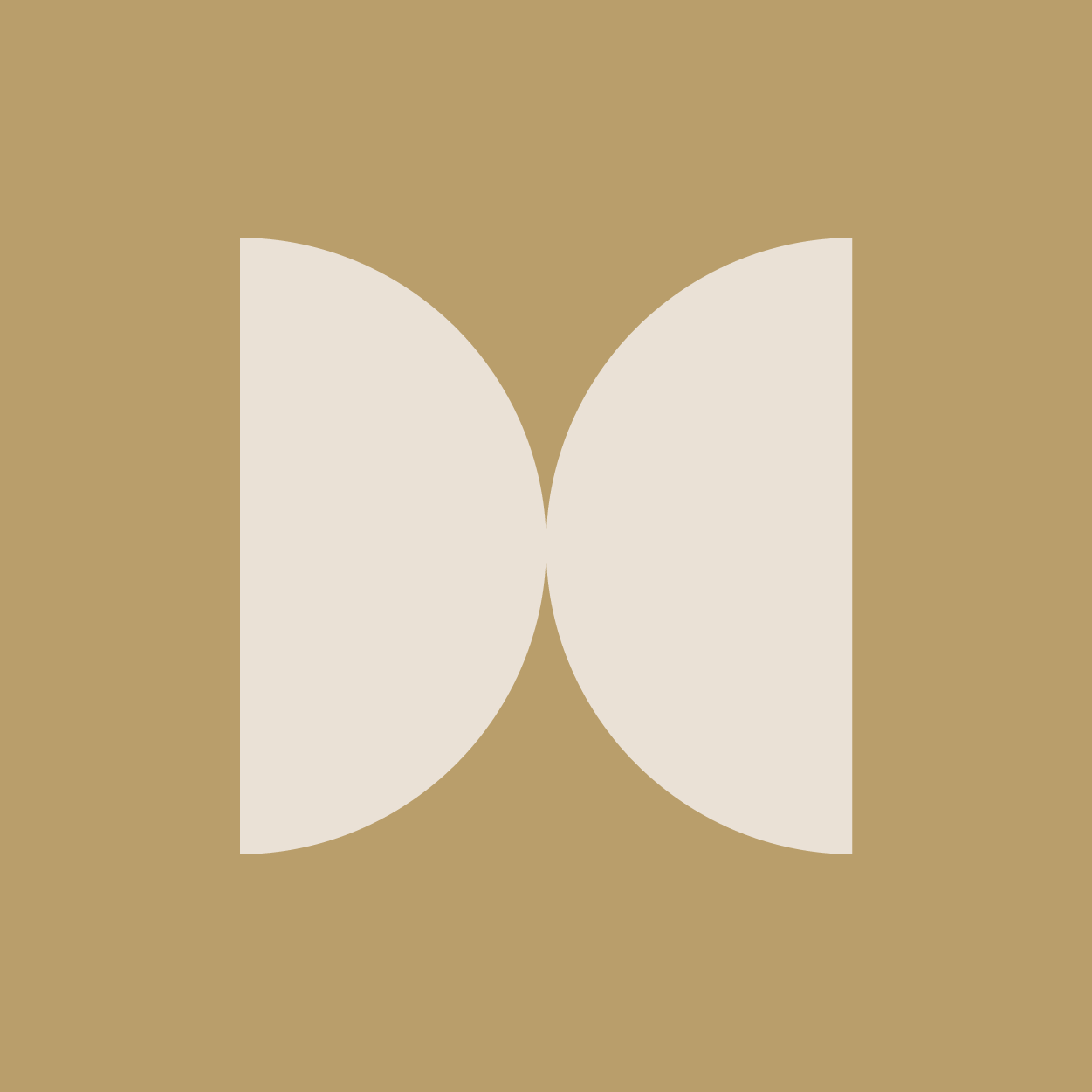 High quality icon. Abstract logo featuring two cream-colored semi-circles facing each other on a beige background.