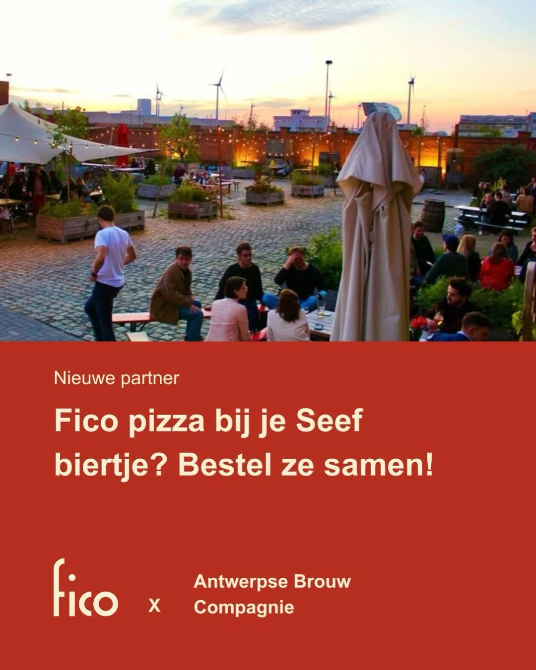 We bakken voortaan ook bij de brouwerij van @seefbier, Cadix en Lucie: @abc_taproom.

Huur je (een stuk van) hun locatie voor je feest of bedrijfsevent? Dan kan je daar nu onze pizza&rsquo;s bij bestellen. Voor je neus gebakken, van 25 tot 150 person