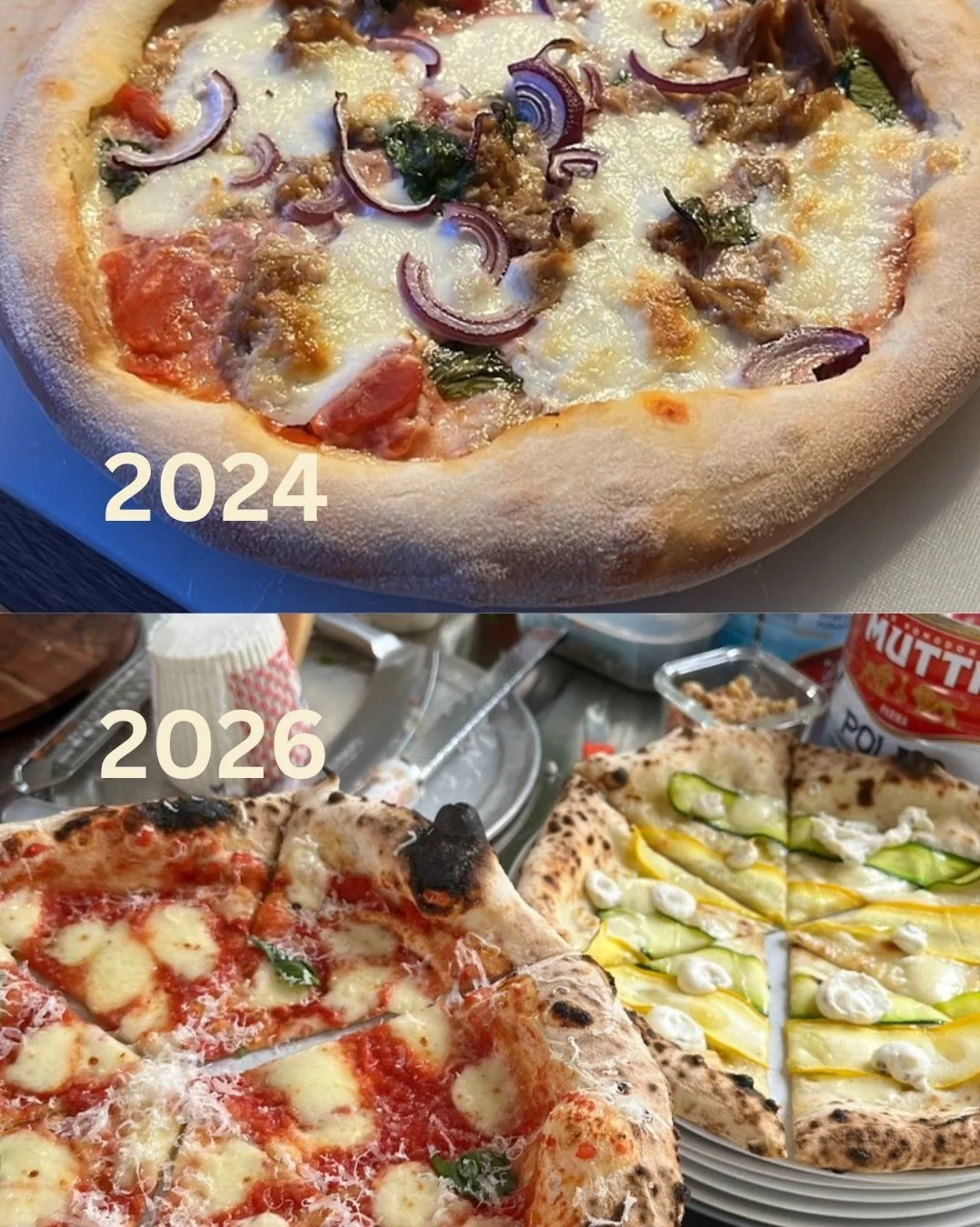 2024 vs. 2026

Bijna 3 jaar geleden begonnen we te bakken in een klein elektrisch oventje. Een verjaardag voor 20 personen was een groot evenement. We hadden nog geen naam of logo, en brachten zelf een schort mee.

Ondertussen:
- doen we events tot 1