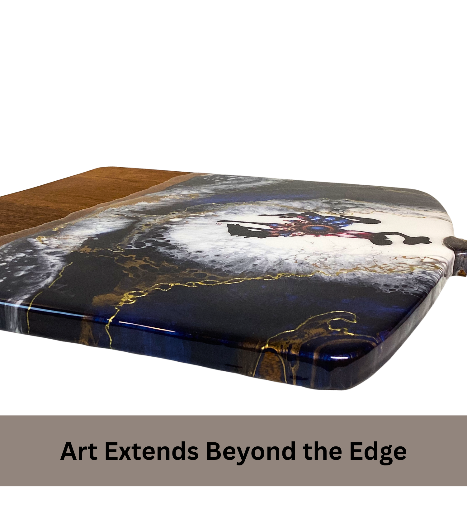 Handmade Wyoming bucking horse charcuterie board with patriotic design and 24K gold accents on acacia wood