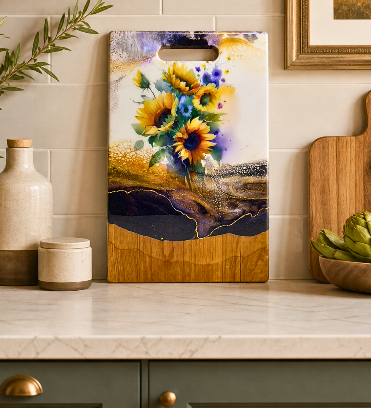 decorative-sunflower-serving-board-kitchen-display