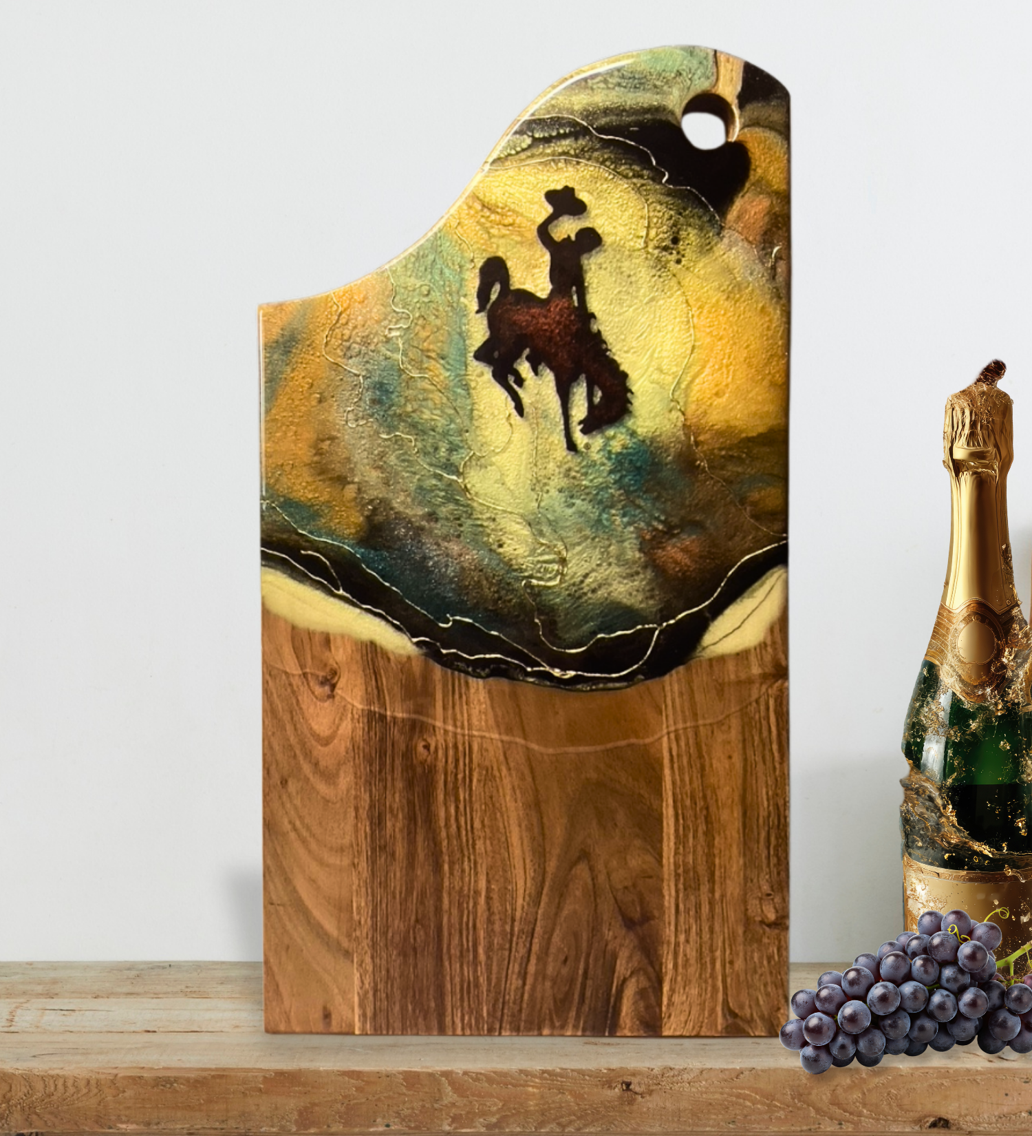Wyoming Cowboy Resin Charcuterie Board | Handmade | One-of-a-Kind
