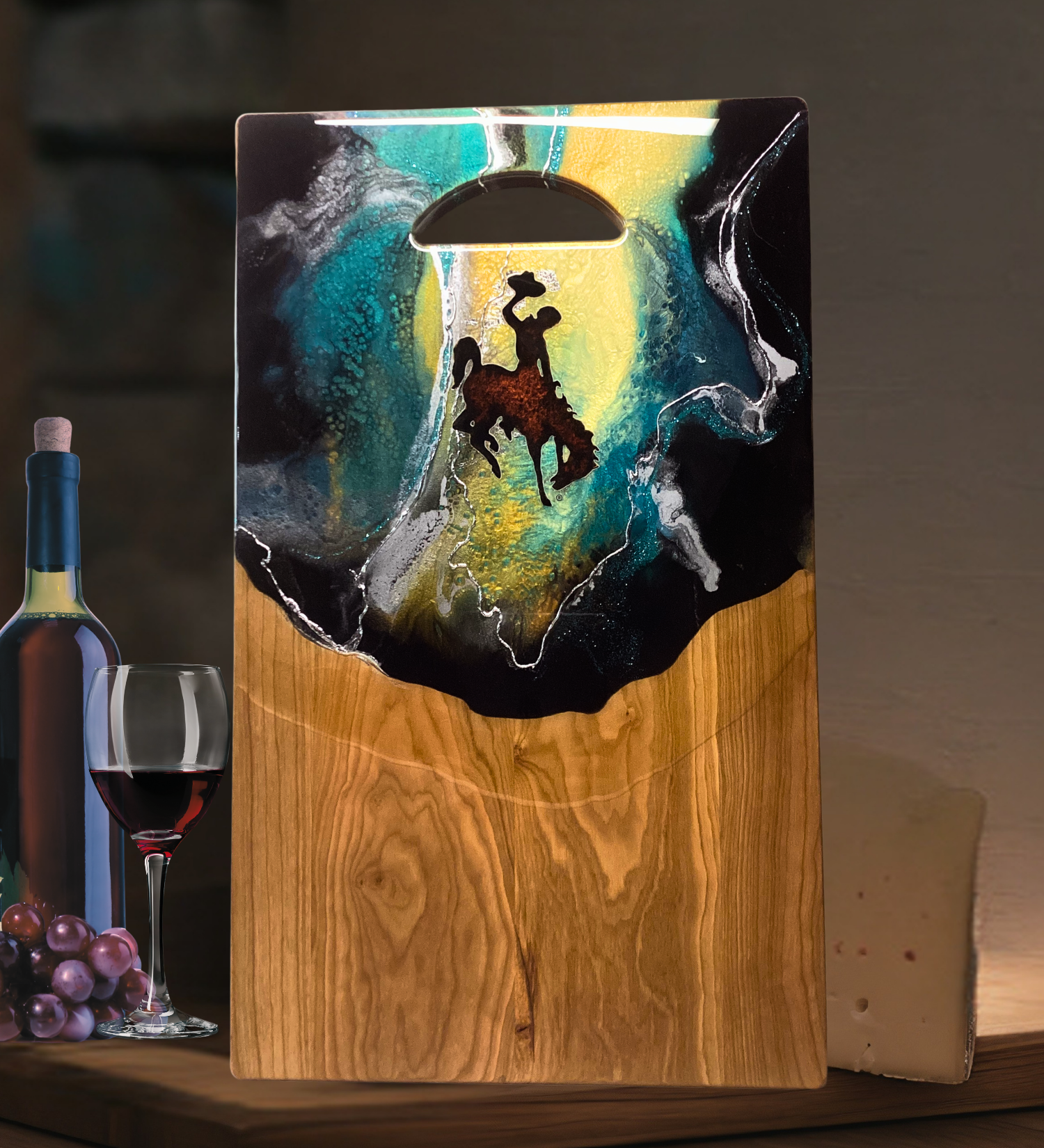 Wyoming Cowboy Resin Charcuterie Board | Handmade | One-of-a-Kind