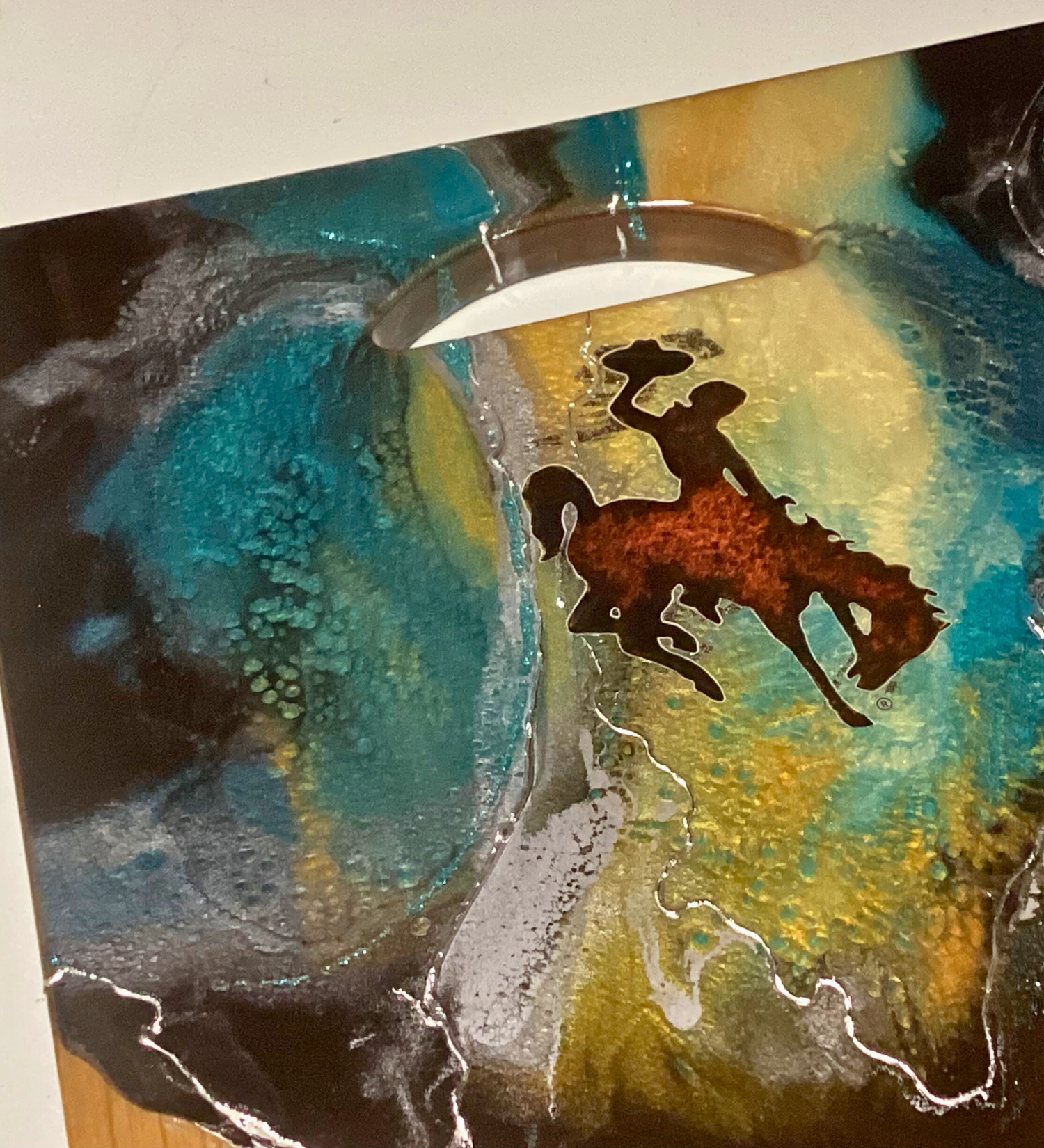 Wyoming Cowboy Resin Charcuterie Board | Handcrafted Western Serving Board