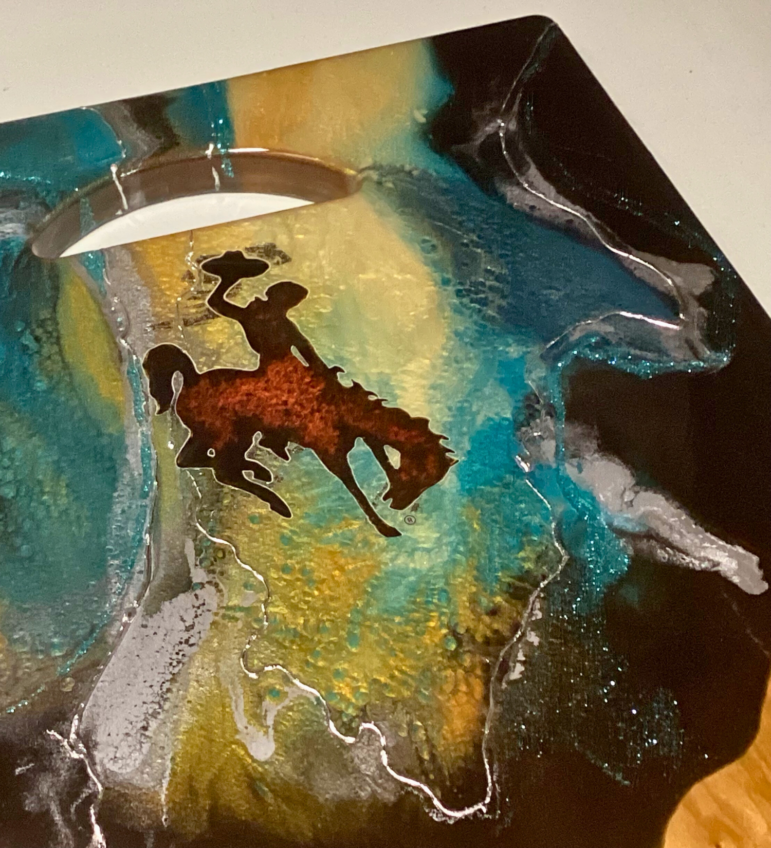 Wyoming Cowboy Resin Charcuterie Board | Handcrafted Western Serving Board