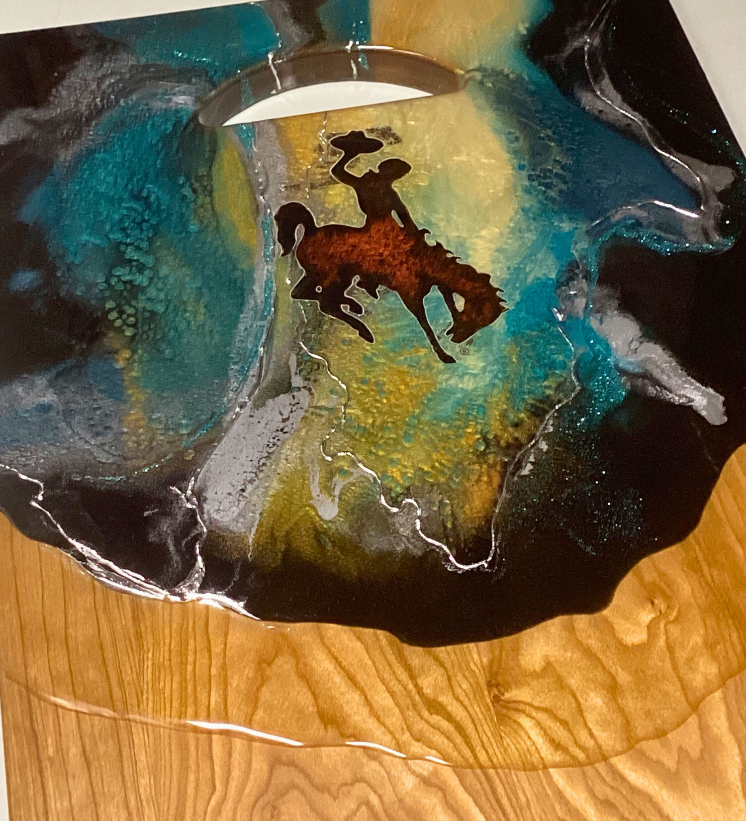 Wyoming Cowboy Resin Charcuterie Board | Handcrafted Western Serving Board