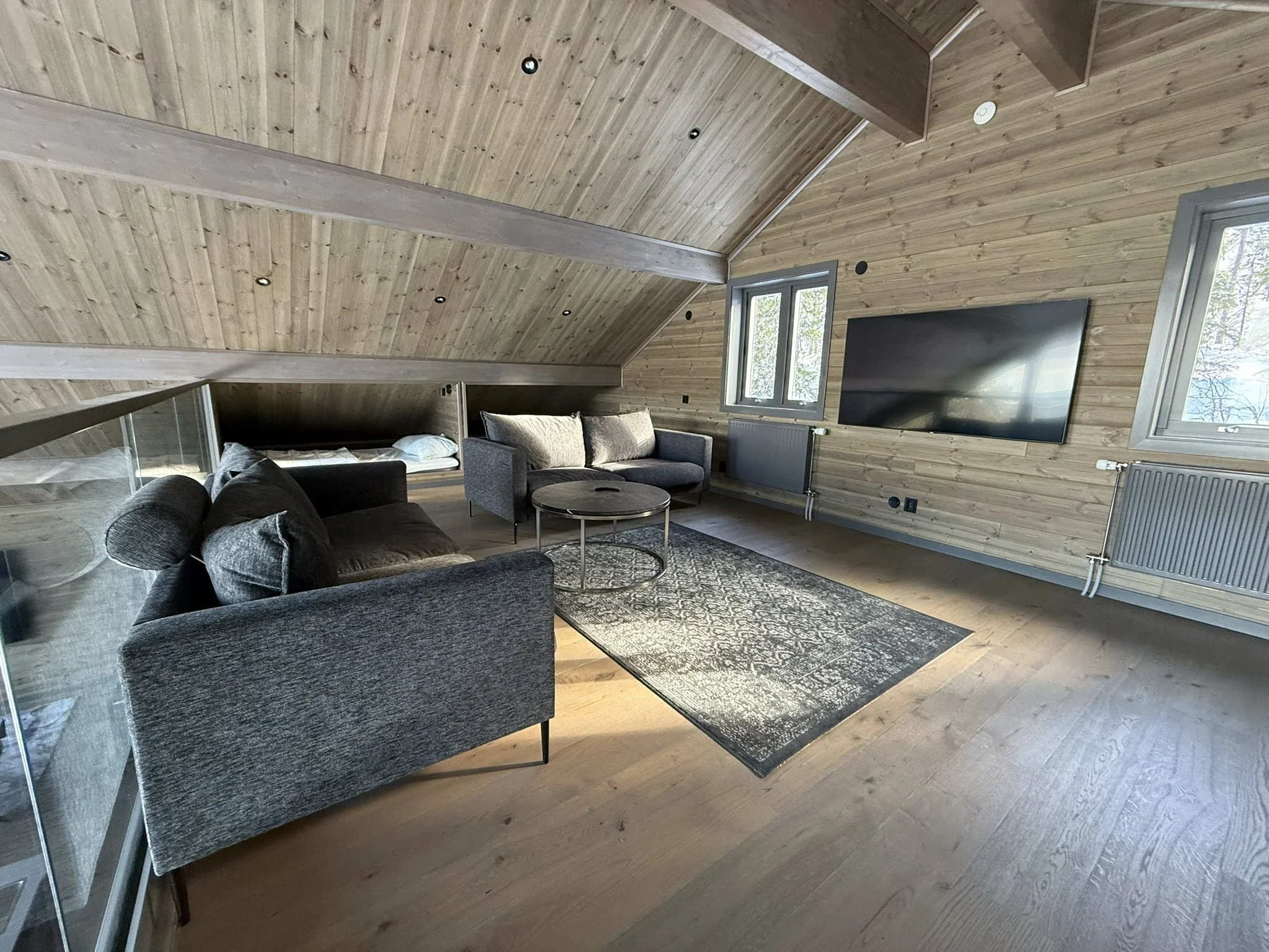 Vardagsrum och sovplatser loft