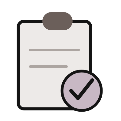 Clipboard with a checkmark icon indicating approval or completion.
