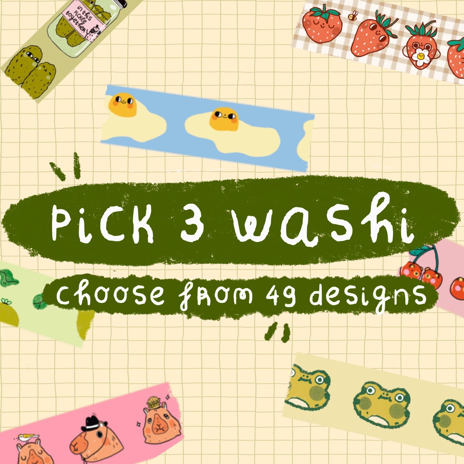 Washi Tape Set – Pick 3 Cute Washi Tapes – Kawaii Planner Tape – Scrapbooking & Journaling Supplies – Gift Deal