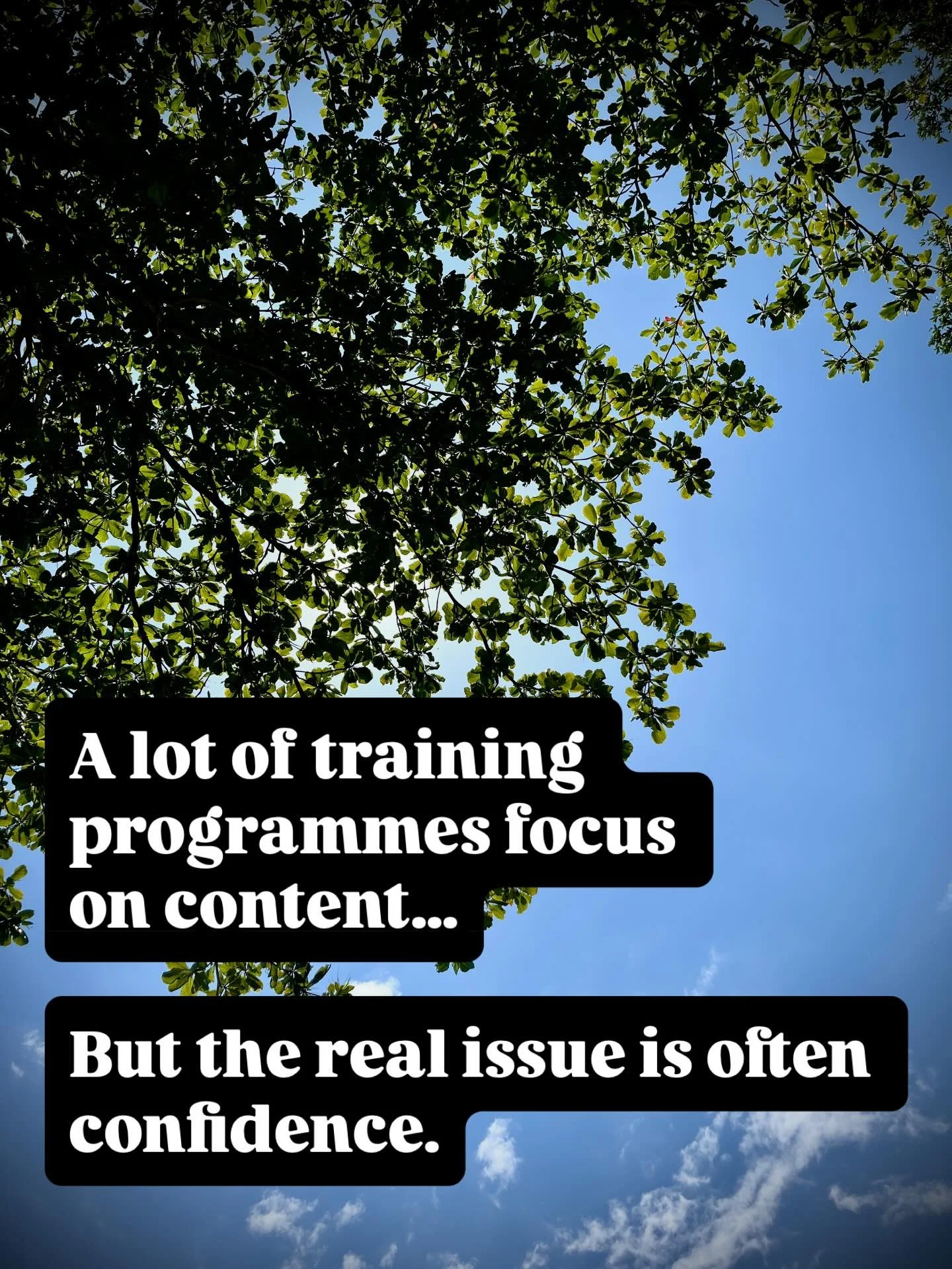 A lot of training programmes focus on&nbsp;content&hellip;

But the real issue is often&nbsp;confidence.

If a learner doesn&rsquo;t feel confident:
&rarr; They don&rsquo;t engage
&rarr; They don&rsquo;t apply learning
&rarr; They don&rsquo;t progres