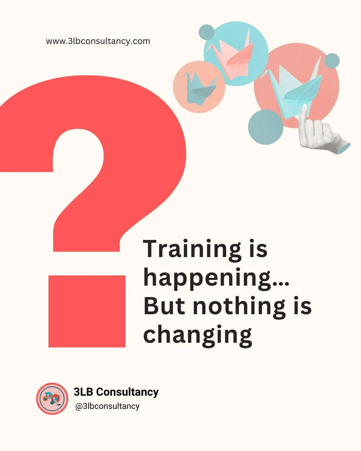 Training &ne; change

If nothing shifts after learning, it&rsquo;s worth asking why.

A few thoughts on that 👇

Link in bio if you want to talk it through.