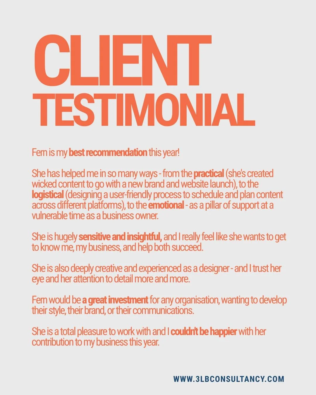 I don&rsquo;t often stop to reflect on feedback like this, but this one really meant a lot. 💛

Building @3lbconsultancy has been about so much more than design or content creation for me &mdash; it&rsquo;s about genuinely getting alongside people, u