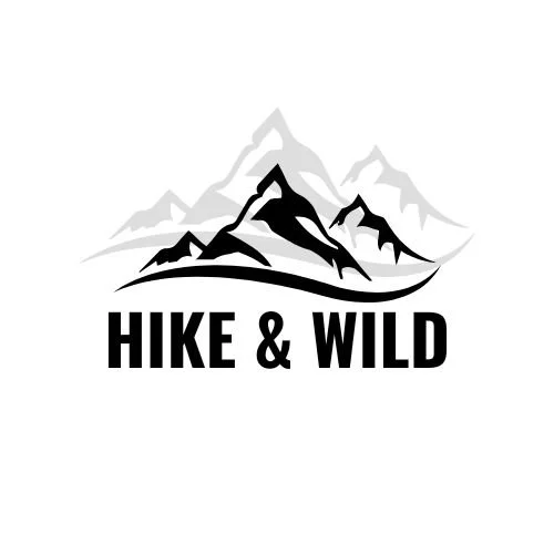 Logo with mountain illustration and the text 'Hike & Wild'.