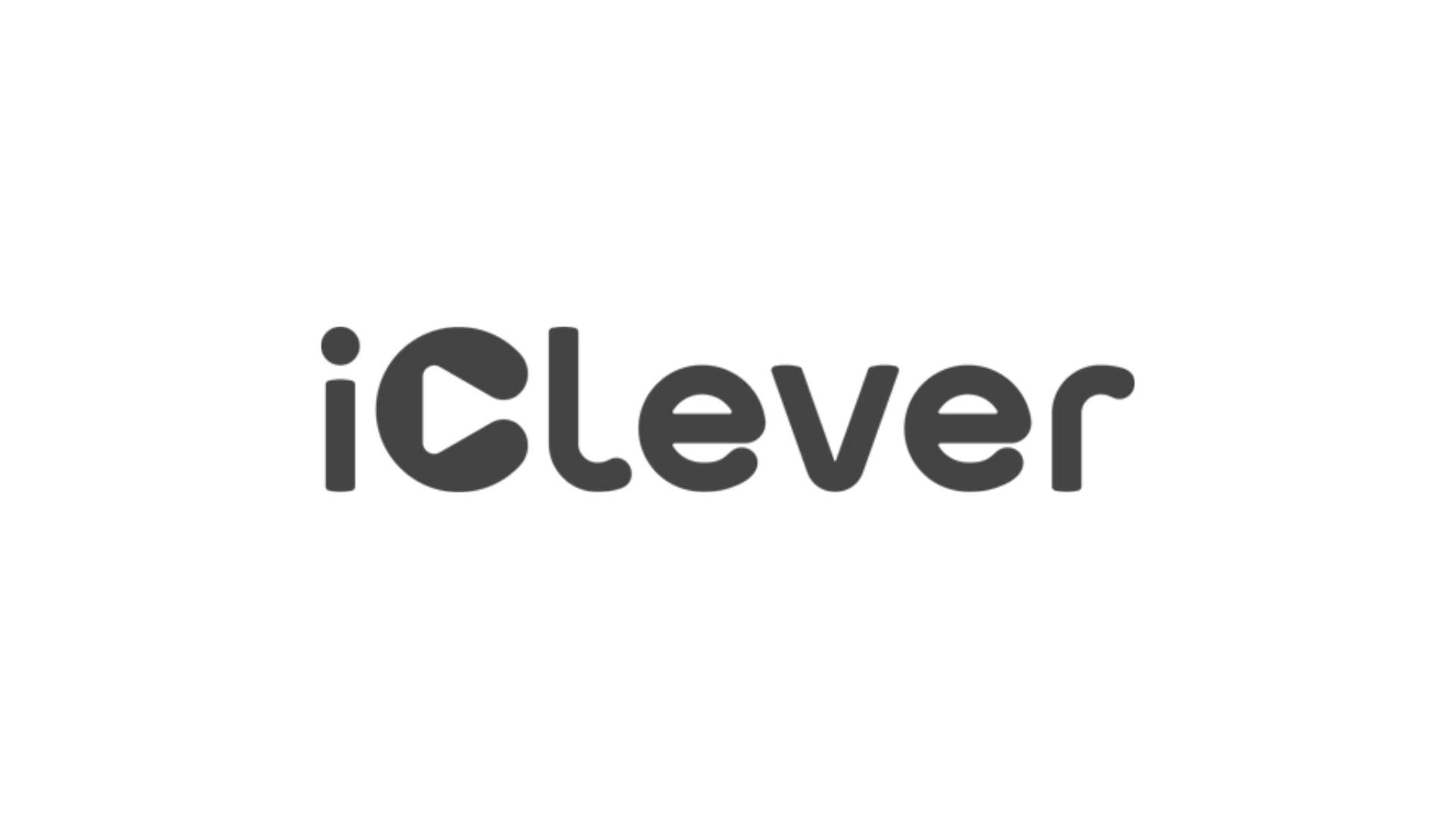 Black background with the text 'iClever' in gray, stylized lowercase letters, and the word 'smart' in smaller gray font above.