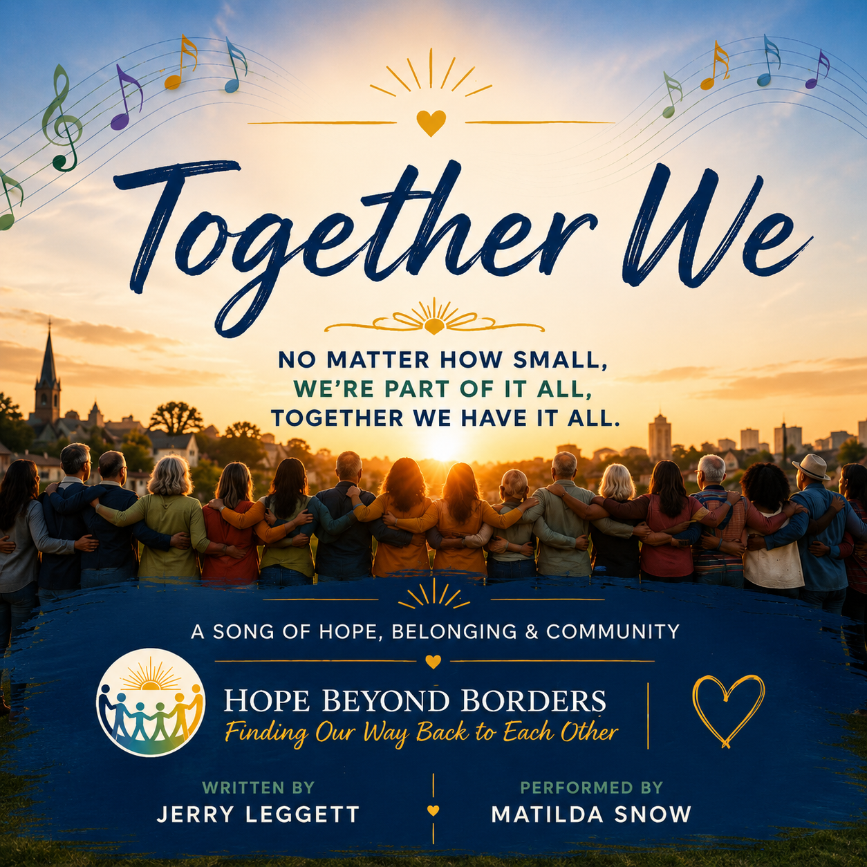 “Together We” is a song of belonging, courage, and shared possibility. Born from the reminder that each of us is enough, it celebrates an even deeper truth: together, there is enough—and together, we are stronger. Written to be sung in community, the