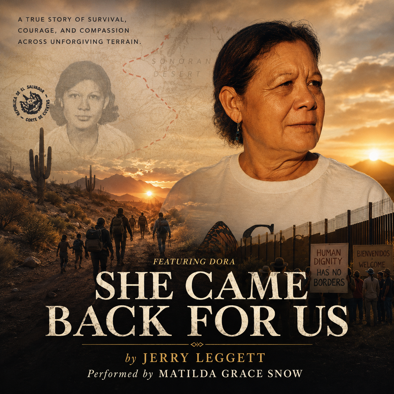 “She Came Back For Us” tells the story of Dora Rodriguez, who survived a devastating desert crossing and returned to stand beside others making the same perilous journey. It is a song of courage, remembrance, and the extraordinary power of turning su