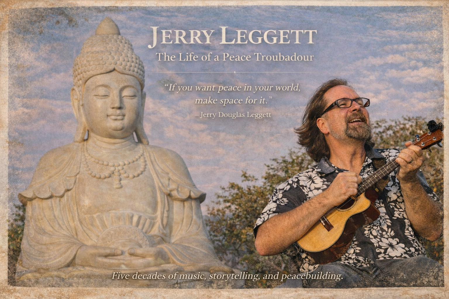 Buddha Point, Hawaiʻi Island — Playing ukulele where the Peace Bubble Tour came to rest.