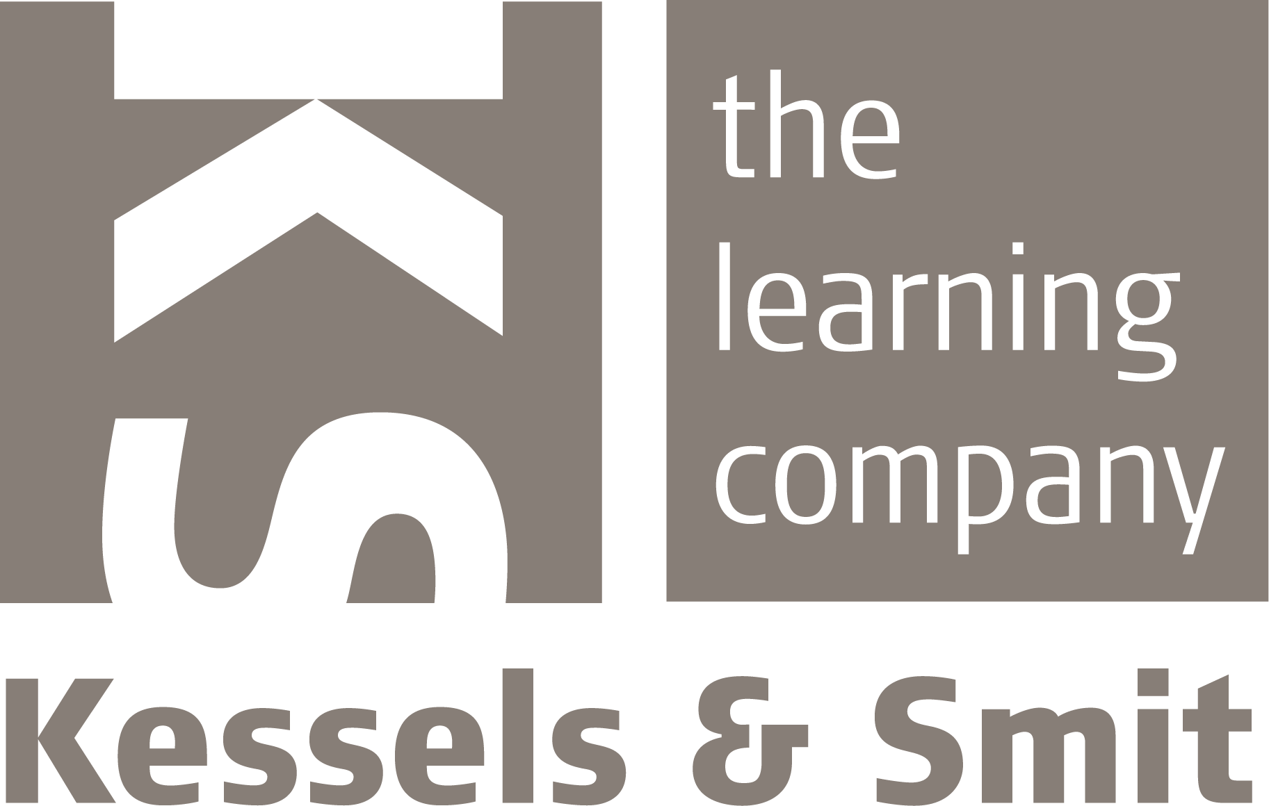 Logo van Kessels & Smit met een gestileerde afbeelding van een huis en de tekst 'the learning company' en 'Kessels & Smit'