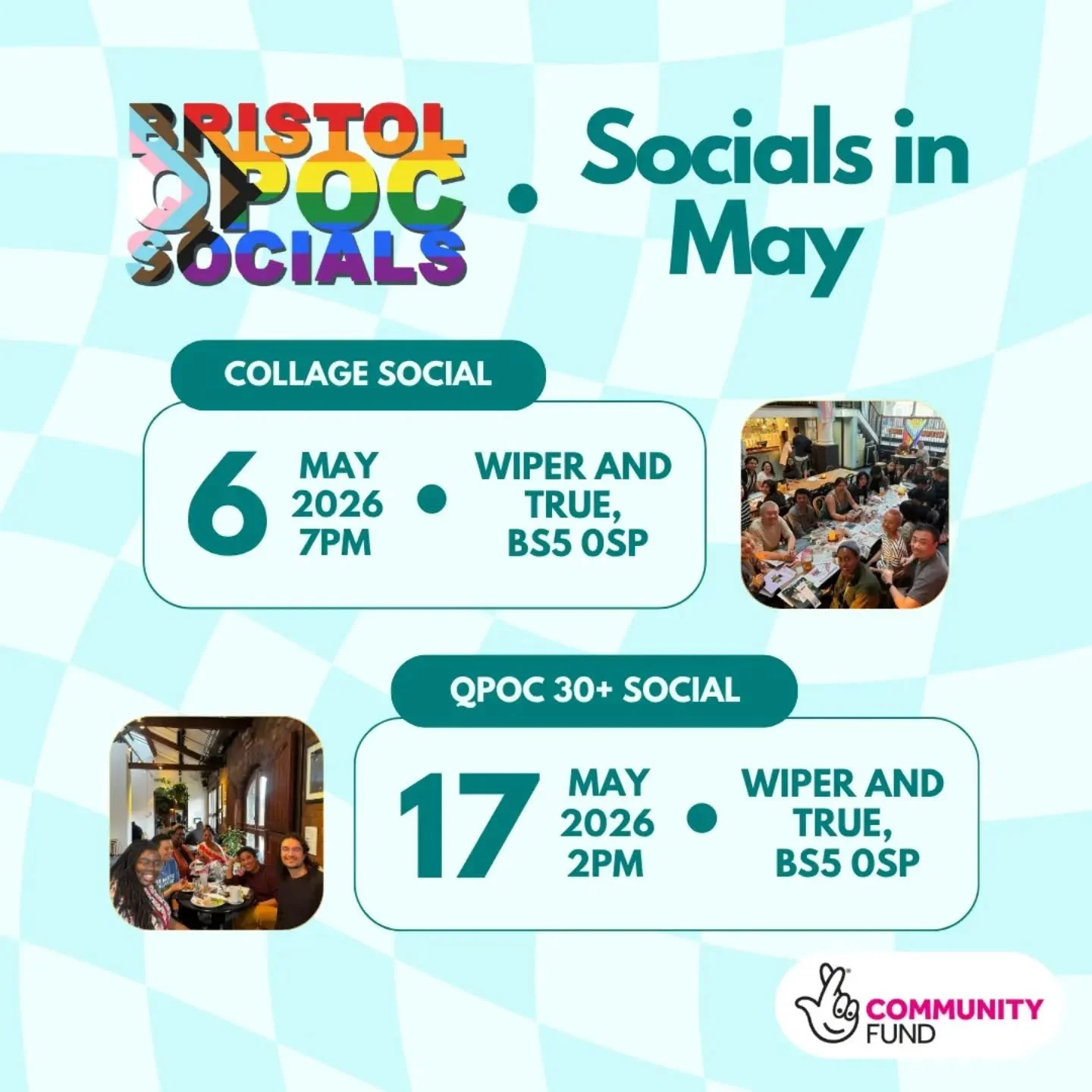 🩵 Bristol QPOC Socials in May 🩵

🖼️ QPOC Collage Social - Wednesday 6th May 7pm - Wiper And True, Old Market 🖼️

🌈 QPOC 30+ Social - Sunday 17th May 2pm - Wiper And True, Old Market 🌈

~~~~~~~~~~~~~~~~~~~~~

🖼️ QPOC Collage Social 🖼️

Are you