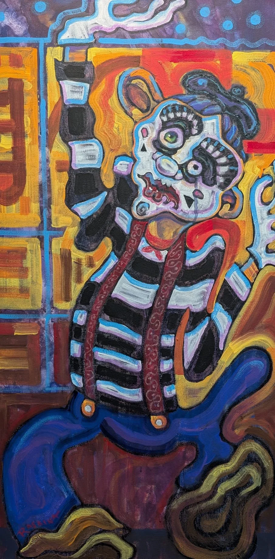 Stuck in a Stretched Canvas of Emotion. Acrylic & Oil Pastel on Canvas. 48 x 24". Available