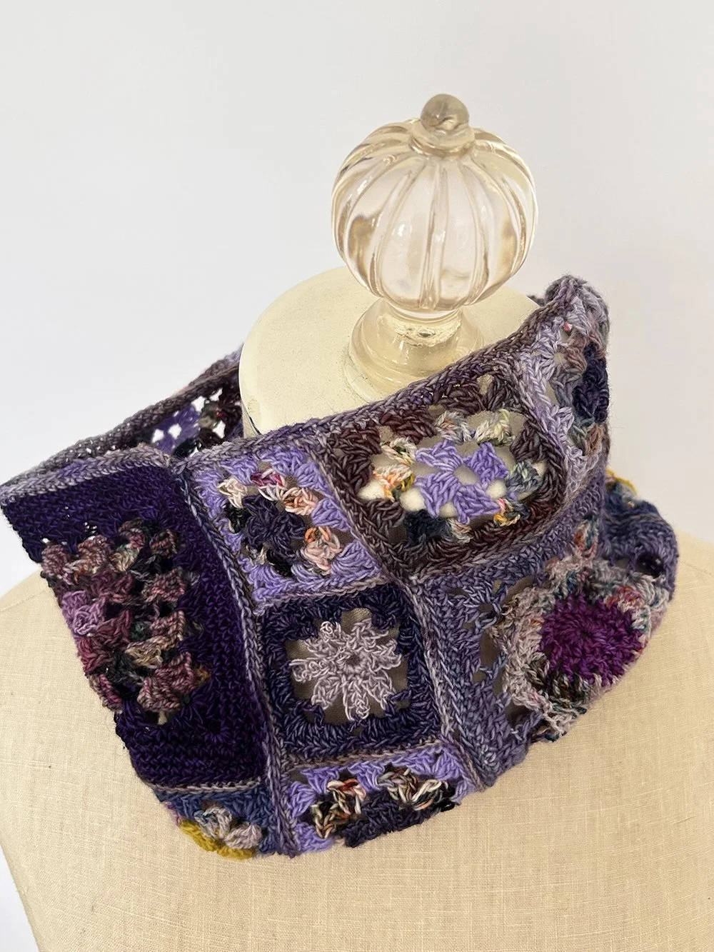 Purple Lace Multi-Granny Square Cowl